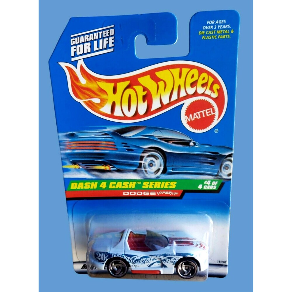 VTG 1998 Hot Wheels DODGE VIPER RT/10 Pearl White #724 DASH 4 CASH SERIES 4/4 SB